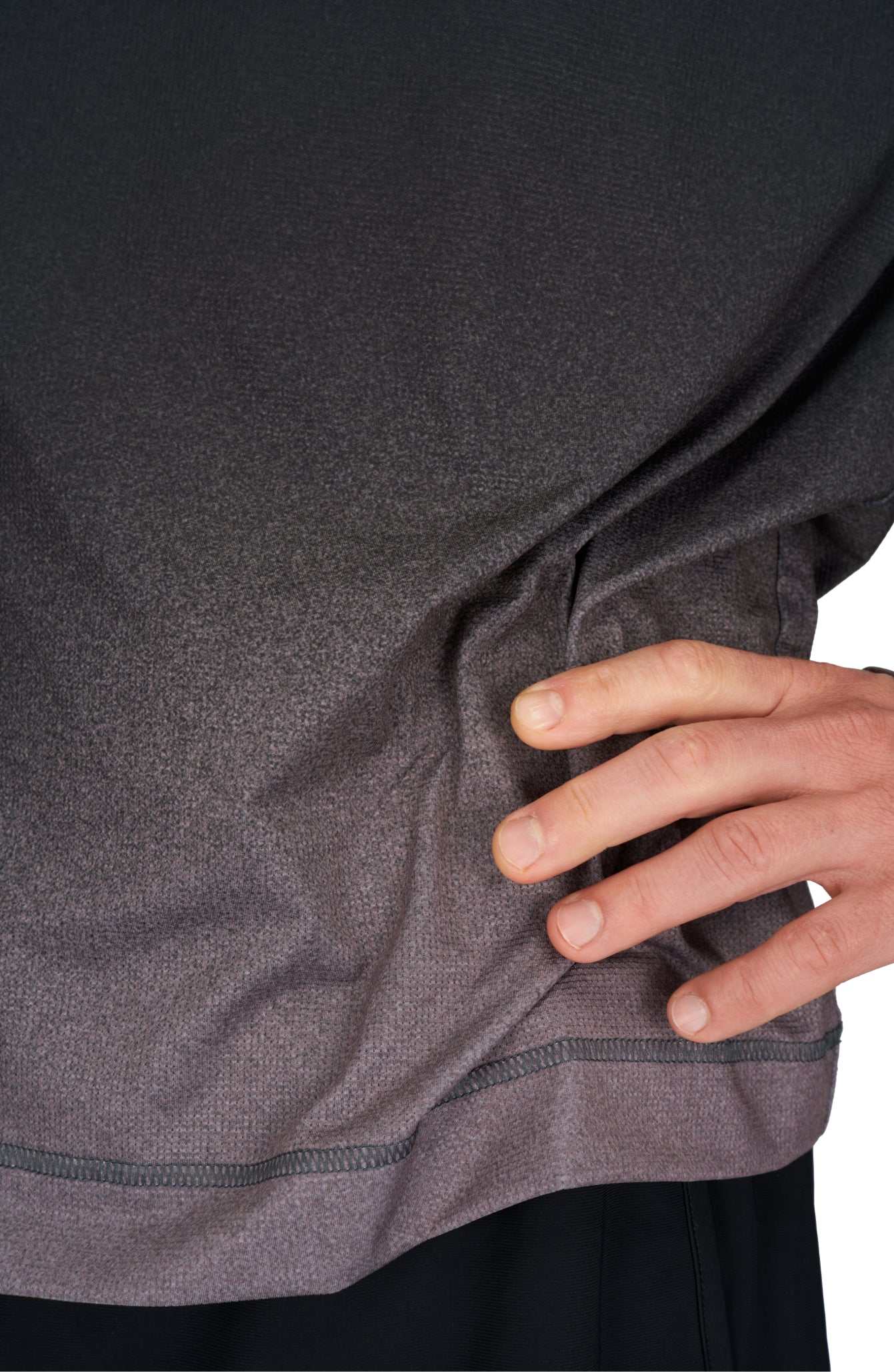 Men's black and grey gradient long sleeve running t-shirt by UNNA.